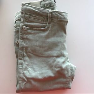 Zara destroyed mint green jeans